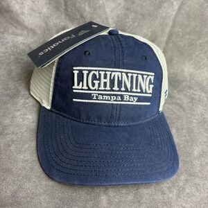 Tampa Bay Lightning Hat‎ White Blue Adjustable NHL Fanatics Mesh NEW
